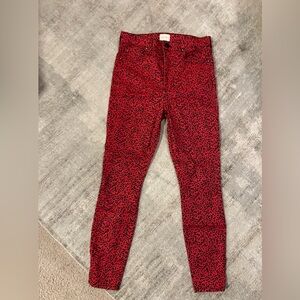 Alice+Olivia red cheetah print jeans